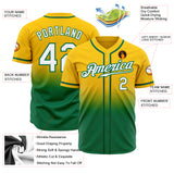 Custom Yellow White-Kelly Green Authentic Fade Fashion Baseball Jersey