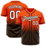 Custom Orange White-Brown Authentic Fade Fashion Baseball Jersey