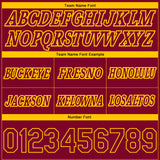 Custom Maroon Yellow Pinstripe Fade Fashion Authentic Basketball Shorts