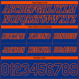 Custom Royal Orange Pinstripe Fade Fashion Authentic Basketball Shorts