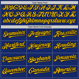 Custom Royal Pinstripe Yellow-Black Authentic Fade Fashion Baseball Jersey