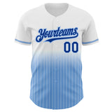 Custom White Pinstripe Royal-Light Blue Authentic Fade Fashion Baseball Jersey