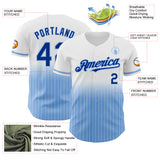 Custom White Pinstripe Royal-Light Blue Authentic Fade Fashion Baseball Jersey