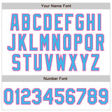Custom White Pinstripe Sky Blue-Pink Authentic Fade Fashion Baseball Jersey