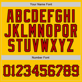 Custom Yellow Black Pinstripe Red-Black Authentic Baseball Jersey