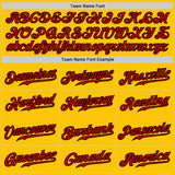 Custom Yellow Black Pinstripe Red-Black Authentic Baseball Jersey