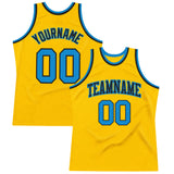 Custom Gold Blue-Black Authentic Throwback Basketball Jersey