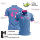 Custom Light Blue Pink Performance Golf Polo Shirt