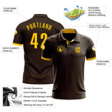 Custom Brown Yellow Performance Golf Polo Shirt