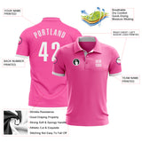 Custom Pink White Performance Golf Polo Shirt