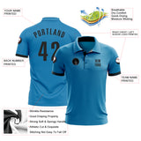 Custom Panther Blue Black Performance Golf Polo Shirt