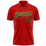 Custom Red Navy-Yellow Performance Vapor Golf Polo Shirt