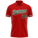 Custom Red Green-White Performance Vapor Golf Polo Shirt