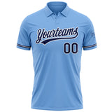 Custom Light Blue Navy-White Performance Vapor Golf Polo Shirt