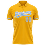 Custom Gold Light Blue-White Performance Vapor Golf Polo Shirt