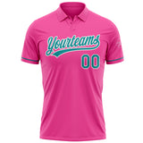 Custom Pink Teal-White Performance Vapor Golf Polo Shirt
