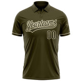 Custom Olive Cream Performance Vapor Salute To Service Golf Polo Shirt