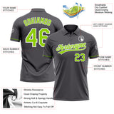 Custom Steel Gray Neon Green-White Performance Vapor Golf Polo Shirt