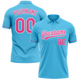Custom Sky Blue Pink-White Performance Vapor Golf Polo Shirt
