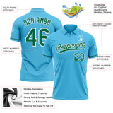 Custom Sky Blue Kelly Green-White Performance Vapor Golf Polo Shirt