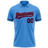 Custom Powder Blue Navy-Red Performance Vapor Golf Polo Shirt