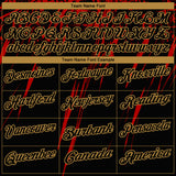 Custom Black Old Gold-Red 3D Pattern Design Sharp Shape Performance Golf Polo Shirt