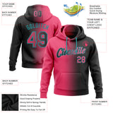 Custom Stitched Black Neon Pink-Teal Gradient Fashion Sports Pullover Sweatshirt Hoodie