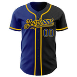 Custom Black Royal-Gold Authentic Gradient Fashion Baseball Jersey