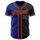 Custom Black Royal-Orange Authentic Gradient Fashion Baseball Jersey