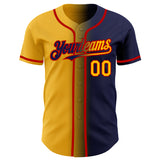 Custom Navy Gold-Red Authentic Gradient Fashion Baseball Jersey