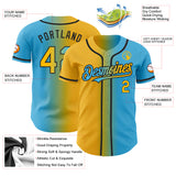 Custom Sky Blue Gold-Black Authentic Gradient Fashion Baseball Jersey