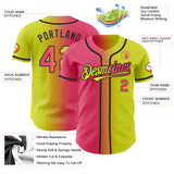 Custom Neon Yellow Neon Pink-Black Authentic Gradient Fashion Baseball Jersey