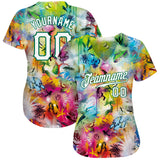 Custom Scratch Graffiti Pattern White-Kelly Green 3D Authentic Baseball Jersey