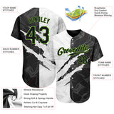 Custom Graffiti Pattern Black-Neon Green 3D Scratch Authentic Baseball Jersey