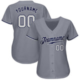 Custom Gray White-Navy Authentic Baseball Jersey