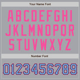 Custom Gray Light Blue-Pink Authentic Baseball Jersey
