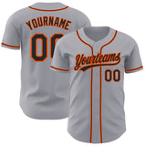 Custom Gray Black-Orange Authentic Baseball Jersey