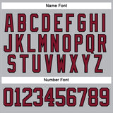 Custom Gray Crimson-Black Hockey Lace Neck Jersey