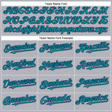 Custom Gray Teal-Navy Authentic Baseball Jersey