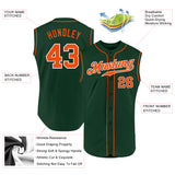 Custom Green Orange-White Authentic Sleeveless Baseball Jersey