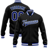 Custom Black Royal-White Bomber Full-Snap Varsity Letterman Jacket