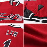 Custom Crimson Black-White Bomber Full-Snap Varsity Letterman Jacket