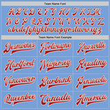 Custom Light Blue Red-Cream Bomber Full-Snap Varsity Letterman Jacket