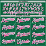 Custom Kelly Green Pink-White Bomber Full-Snap Varsity Letterman Jacket