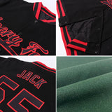 Custom Green White-Red Bomber Full-Snap Varsity Letterman Jacket