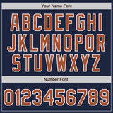 Custom Navy Texas Orange-White Bomber Full-Snap Varsity Letterman Two Tone Jacket