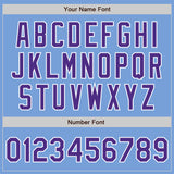 Custom Light Blue Purple-White Bomber Full-Snap Varsity Letterman Jacket
