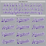 Custom Gray Purple-White Bomber Full-Snap Varsity Letterman Jacket