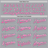 Custom Gray Pink-Kelly Green Bomber Full-Snap Varsity Letterman Jacket