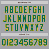Custom Gray Kelly Green-Gold Bomber Full-Snap Varsity Letterman Jacket